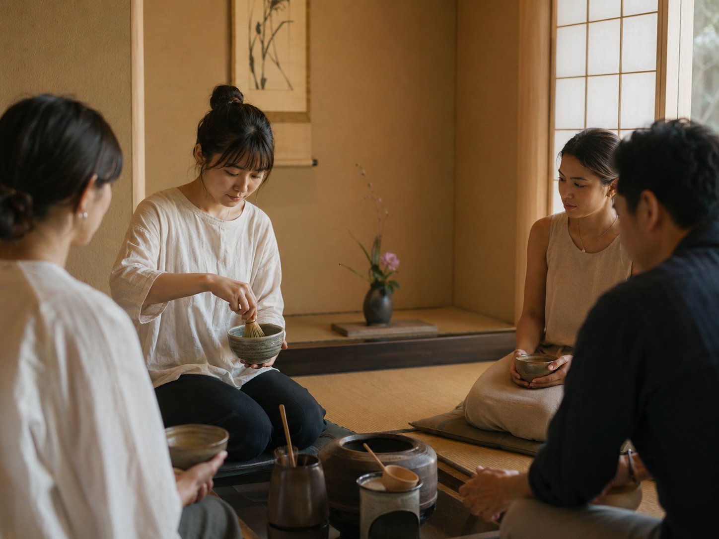 季節の日本文化体験(茶道)の様子